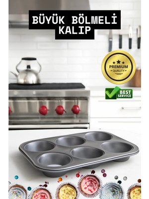Hsc Bilişim Mini Çocuklar Için Cupcake Fırın Kalıbı 6 Büyük Bölmeli Muffin Kek Kalıbı