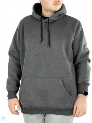 Marsilyan Uzun Kol Kapşonlu Basic Sweatshirt Hoodie - Füme