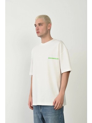 Marsilyan Erkek Baskılı T-Shirt Kısa Kol Bisiklet Yaka Rahat Kalıp Tişört - Beyaz