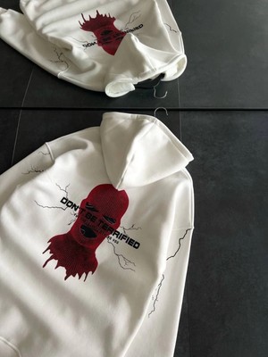 Marsilyan Üç Iplik Kapüşonlu Baskılı Oversize Sweatshirt- Beyaz