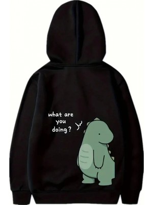 Marsilyan Sevgililer Günü Özel Unisex Kapüşonlu Baskılı Oversize Sweatshirt - Siyah