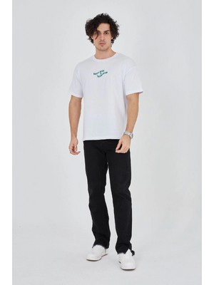 Marsilyan Baskılı 24/1 Penye T-Shirt - Beyaz
