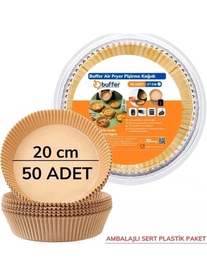 Hsc Bilişim 50 Adet 20 cm Air Fryer Pişirme Kağıdı Tek Kullanımlık Geçirmez Yuvarlak Tabak Model Pvc