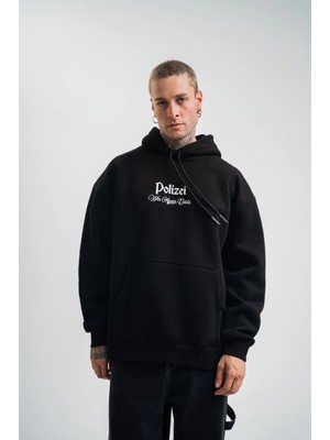 Marsilyan Üç Iplik Kapşonlu Dijital Patchli Sweatshirt - Siyah -