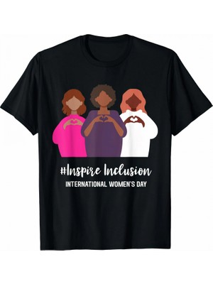 Marsilyan 8 Mart Dünya  Lar Günü Için Özel Baskılı T-Shirt - Siyah -