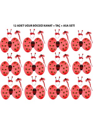 Marsilyan Uğur Böceği Kostüm Seti - Kanat, Taç, Asa 12 Adet