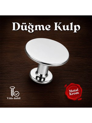 Badem10 Düğme Kulp Mobilya Mutfak Çekmece Dolap Dolabı Kapak Kulpu Kulpları Kulbu Krom Metal Daire Kulp