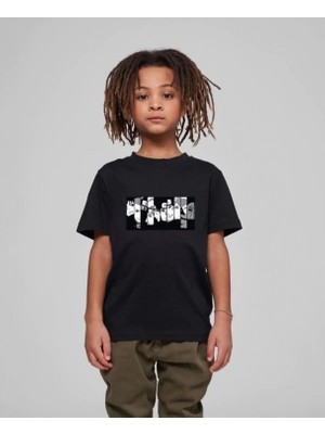 Marsilyan Baskılı T-Shirt - Siyah -