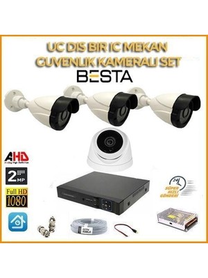 2 1080P Ahd Güvenlik Kamerası Seti (3 Dış, 1 Iç Mekan)