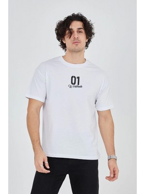 Marsilyan Bisiklet Yakalı Baskılı T-Shirt - Beyaz