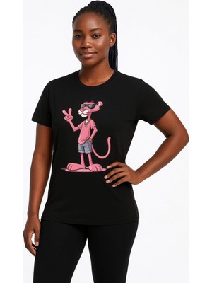Marsilyan Bisiklet Yaka Kısa Kollu Baskılı T-Shirt - Siyah -