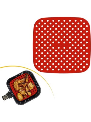 Hsc Bilişim Siyah Isıya Dayanıklı Yıkanılabilir Silikon Fırın Airfryer Kare Model Pişirme Matı 21,5 cm