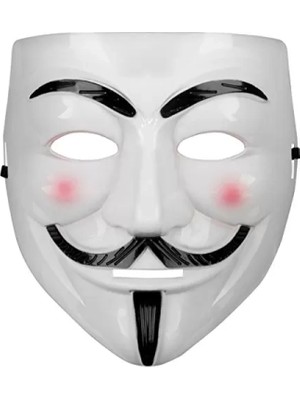 Marsilyan- Beyaz Pembe Yanaklı V For Vendetta Maskesi
