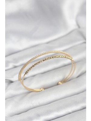 Twin Store Dorika Model Pirinç Gold Renk Kadın Bileklik