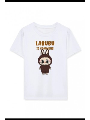 Marsilyan Kız Labubu Çocuk Baskılı T-Shirt - Beyaz