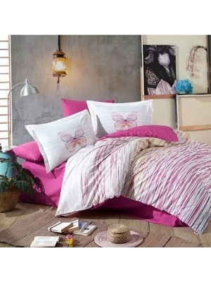 Hsc Bilişim Kingsize Poplin Nevresim Eldora Fuşya