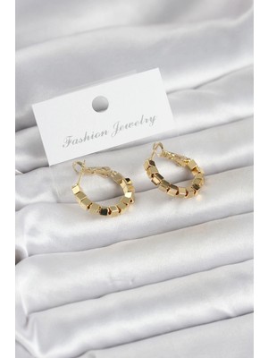 Senka Gold Renk Kare Halka Model Kadın Küpe