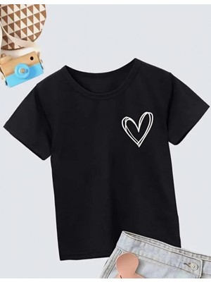 Marsilyan Bisiklet Yaka Baskılı T-Shirt - Siyah -