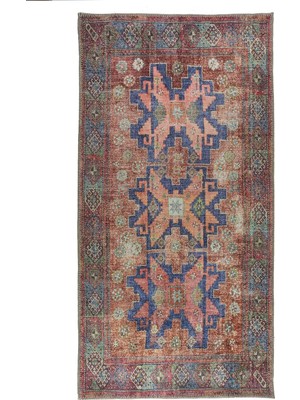 Pera Halı Kırmızı ve Mavi Medalyonlu Türk Halısı - Outlet - 50037BOU