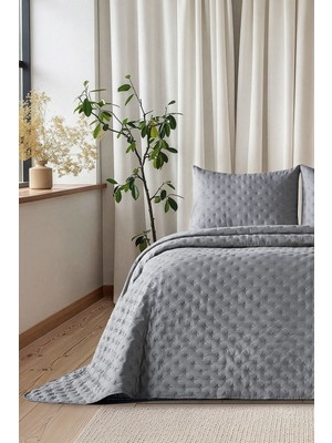 Doqu Home Harmony Yatak Örtüsü Çift Softıa Koyu Gri