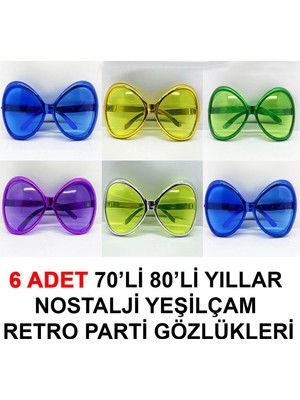 Marsilyan 70LI 80LI Yıllar Nostalji Yeşilçam Retro Parti Gözlükleri 6 Adet (K95)