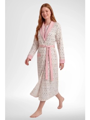 Mecit Pijama Mecit 6357 Pembe Kadın Büyük Beden Uzun Sabahlık