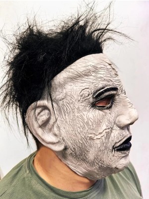 Mey Ithalat® Siyah Saçlı Michael Myers Lateks Yüze Tam Yapışan Et Maske Korku Maskesi