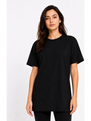 Organickid Basic Kadın Relax Siyah T-Shirt