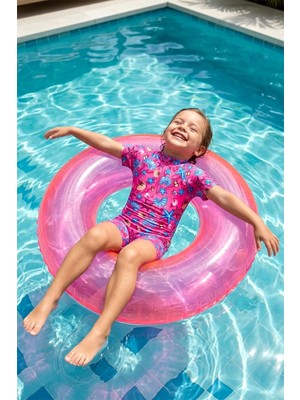 Remsa Mayo Uv Korumalı Tulum Kısa Kollu Şortlu Çocuk Bebek Yüzücü Mayo C64 Pink