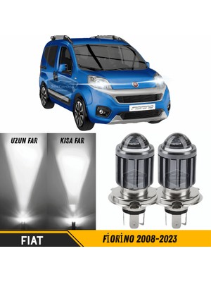 ŞüsCarOto Aksesuar Fiat Fiorino 2008-2023 Uyumlu Mercekli Far Ampulü LED Xenon Beyaz Renk Far Şimşek Etkili Csp LED Lamba Uzun Kısa 2 Adet Takım