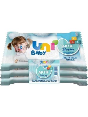 3 Adet Uni Baby Islak Cep Mendili 3 x 15 Li