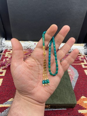 4x7 mm Bilek Boy Ateş Kehribar Tesbih Gümüş Kaplama Püsküllü