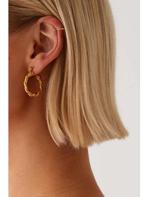 New Obsessions Gold Vintage Sarmal Tam Halka Çelik Küpe