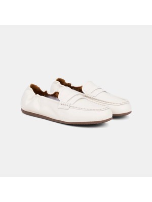 Desa Kadın Beyaz Slip-On Deri Loafer