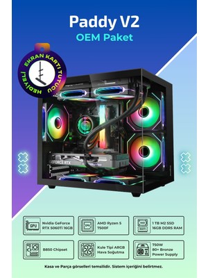 Ih Paddy V2 R5-7500F 16 GB 1tb SSD 16 GB RTX5060 Tı Oem Paket
