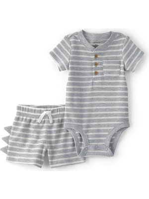 Carter's Erkek Bebek Body Şort Set 3 Ay-24 Ay Gri