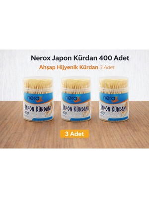 Nerox Japon Kürdan 400 Adet Ahşap Hijyenik Kürdan 3 Adet