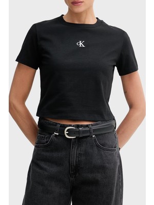Calvin Klein Logolu Pamuklu Regular Fit Bisiklet Yaka T Shirt LV047AB213UB1 Bayan T Shirt LV047AB213 Ub1