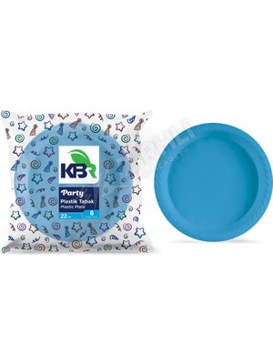 5 Adet Kbr Party Plastik Tabak 22 cm Mavi 8'li