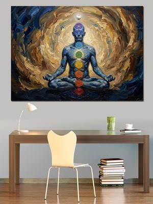 Artmeg Çakra ve Meditasyon Yapan Insan Dekoratif Kanvas - Mdf Ahşap Tablo