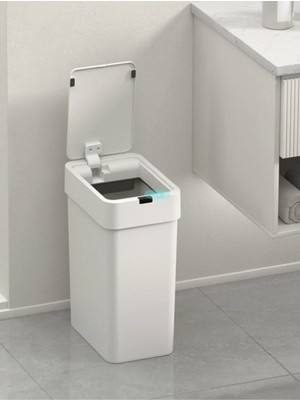 M3 Decorium 2 Adet Kalem Pille Çalışan Otomatik Kapaklı Slim Sensörlü Çöp Kovası 9 Lt Akıllı Temassız Fotoselli Mutfak Banyo Ev Ofis Çöp Kutusu