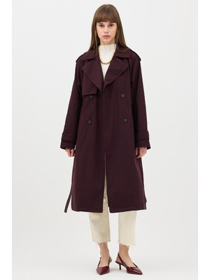 Ressho Kadın Kemerli Uzun Trençkot – Su Geçirmez, Astarlı, Oversize Model