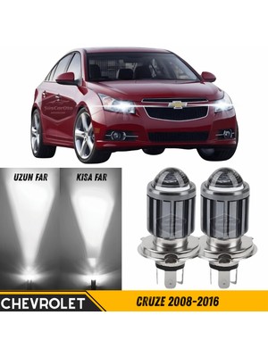 ŞüsCarOto Aksesuar Chevrolet Cruze 2008-2016 Uyumlu Mercekli Far Ampulü LED Xenon Beyaz Renk Far Şimşek Etkili Csp LED Lamba Uzun Kısa 2 Adet Takım
