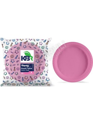 4 Adet Kbr Party Plastik Tabak 22 cm Pembe 8'li