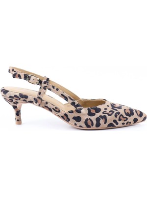 Tuna Hakiki Deri Leopar Topuklu Ayakkabı - RGN5030
