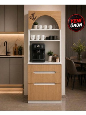 Bayramoğlu Mobilya Modern Kahve Köşesi Dolabı Coffee Bar Raflı Çekmeceli Çok Amaçlı Mutfak Dolabı