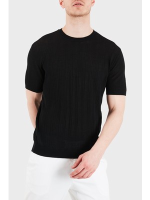 Emporio Armani Pamuklu Slim Fit Kısa Kollu Bisiklet Yaka Kazak Erkek Kazak EM004740 AF23761 UC001