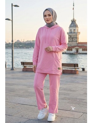 İlkimay.com Çift Cepli Kapüşonlu Ikili Takım 1668 - Pembe