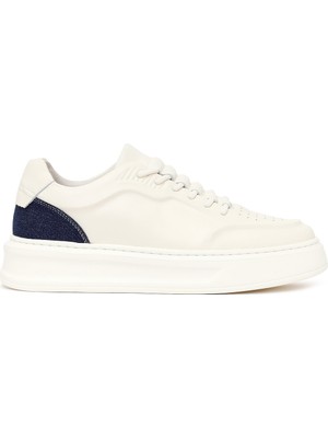 Derimod Erkek Beyaz Bağcıklı Kalın Tabanlı Deri Sneaker 26SFD698818