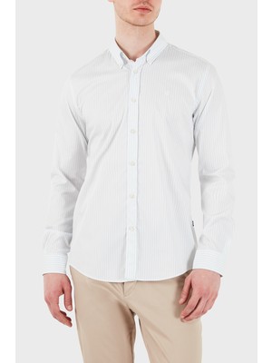 Boss Çizgili Pamuklu Slim Fit Klasik Yaka Uzun Kollu Gömlek Erkek Gömlek 50556085 532